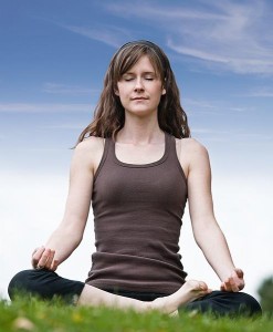 A girl meditating with strong posture